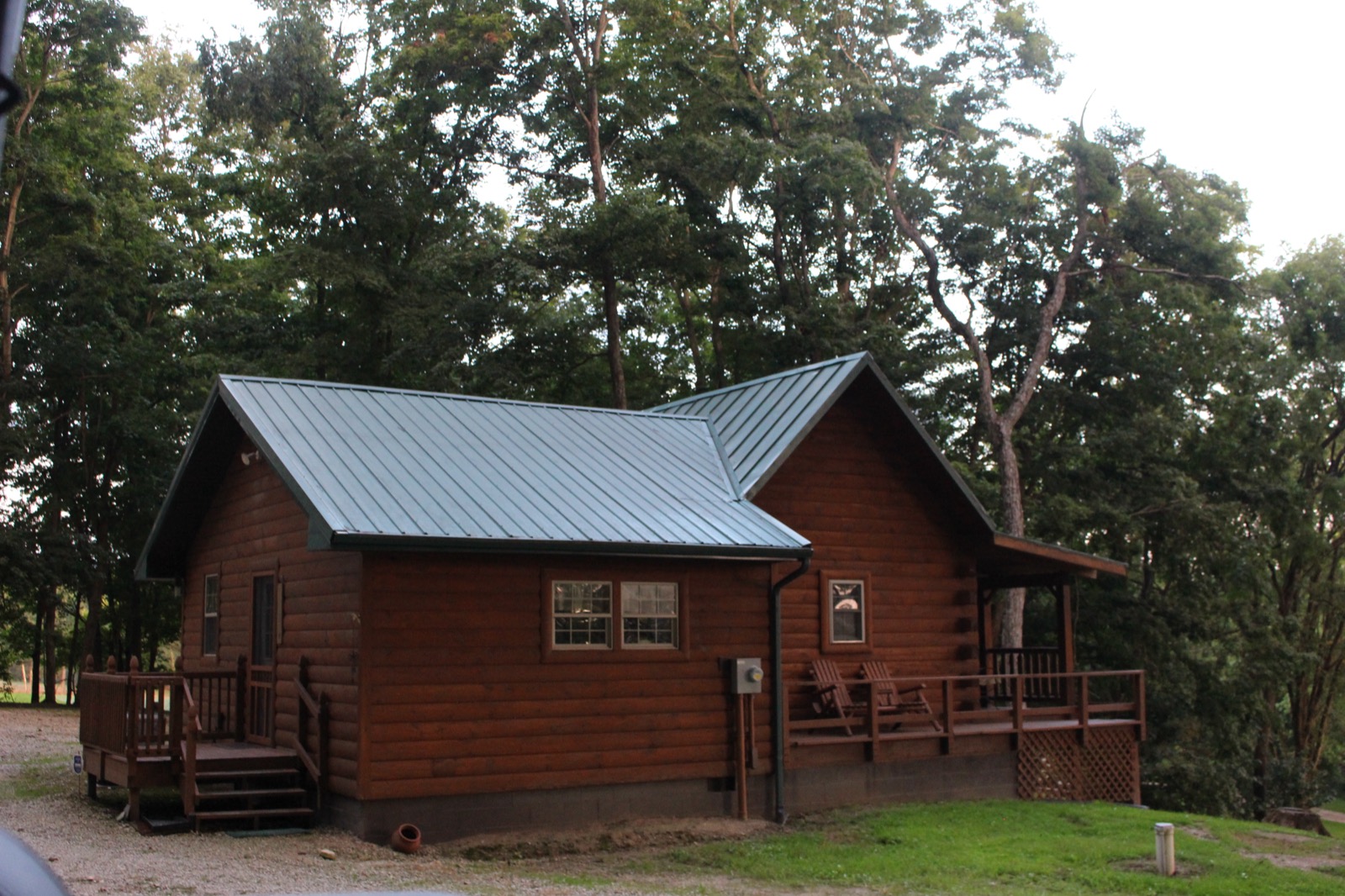 Side view of the cabin and deck